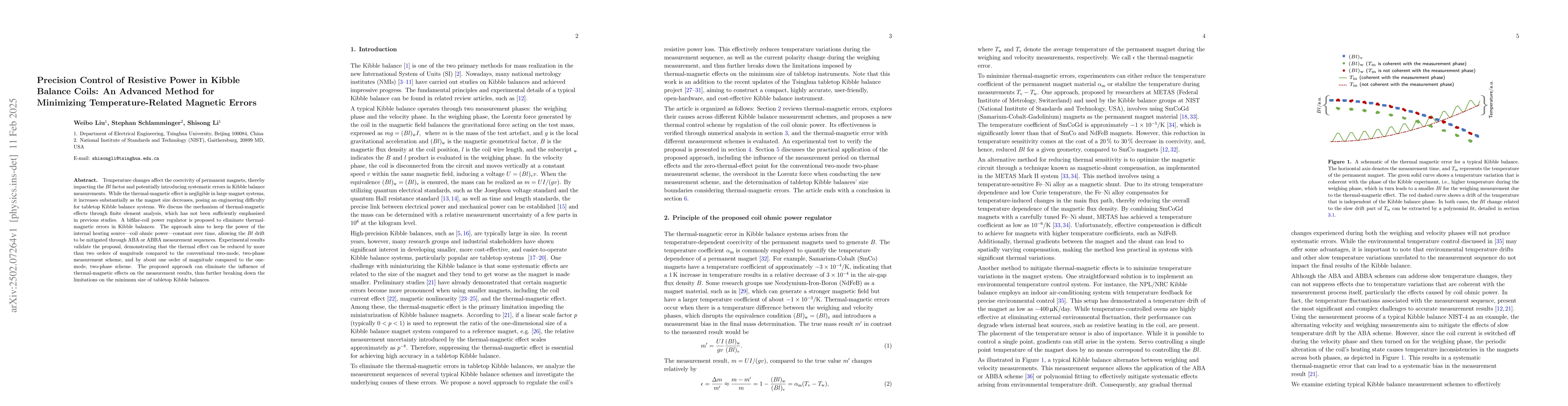 Thumbnail for Precision Control of Resistive Power in Kibble Balance Coils: An
  Advanced Method for Minimizing Temperature-Related Magnetic Errors