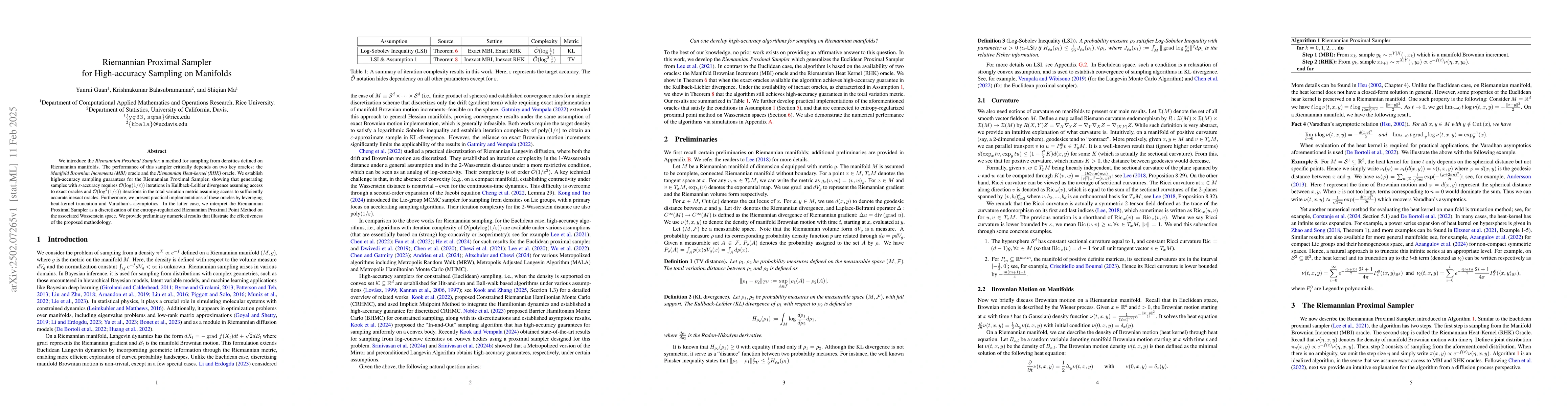 Thumbnail for Riemannian Proximal Sampler for High-accuracy Sampling on Manifolds