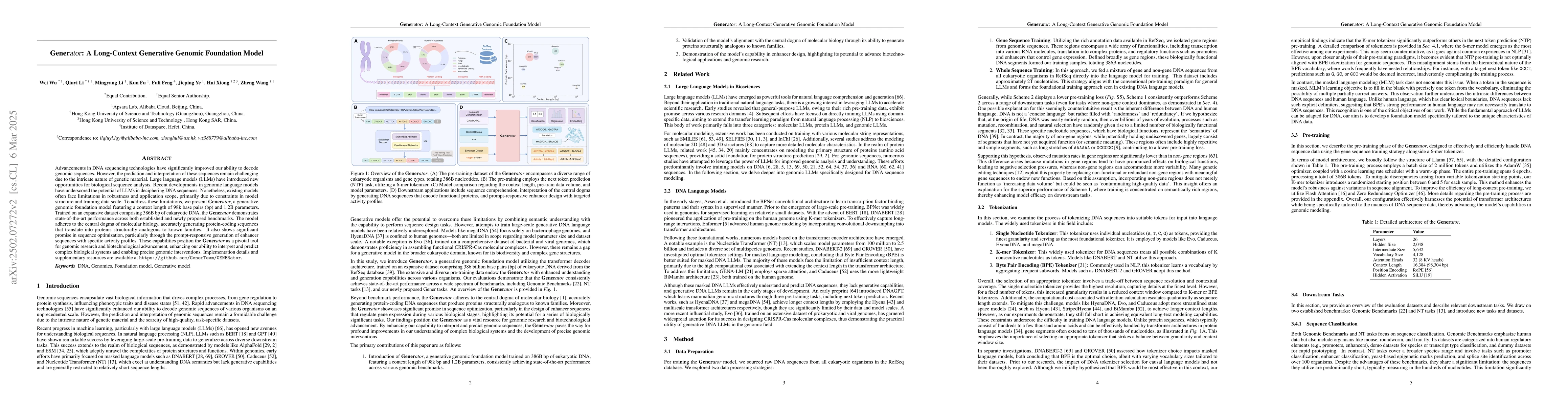 Thumbnail for GENERator: A Long-Context Generative Genomic Foundation Model