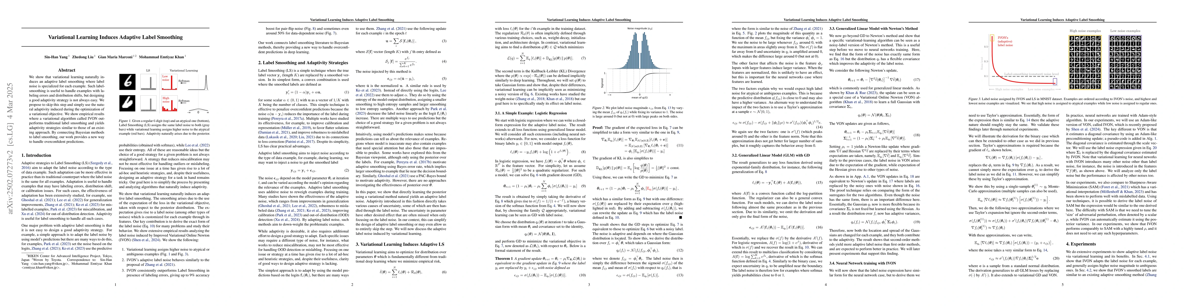 Thumbnail for Variational Learning Induces Adaptive Label Smoothing