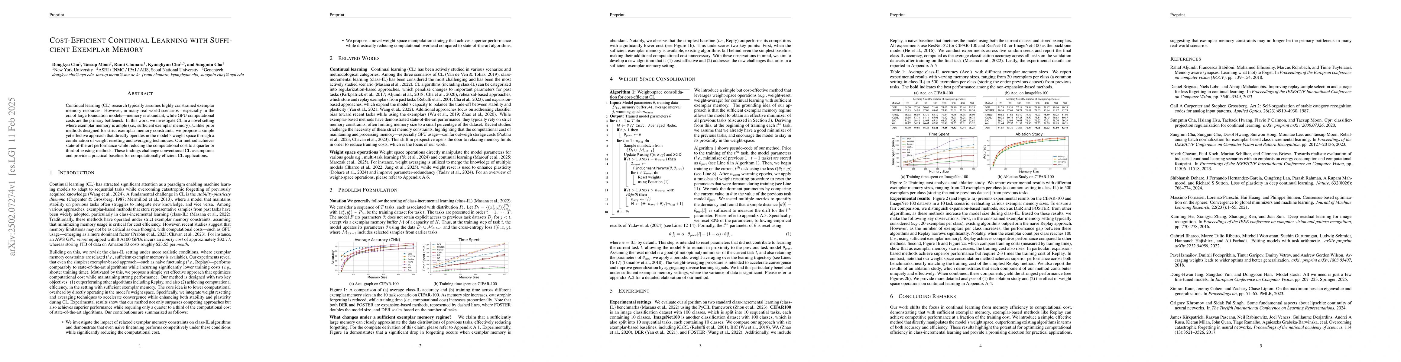 Thumbnail for Cost-Efficient Continual Learning with Sufficient Exemplar Memory