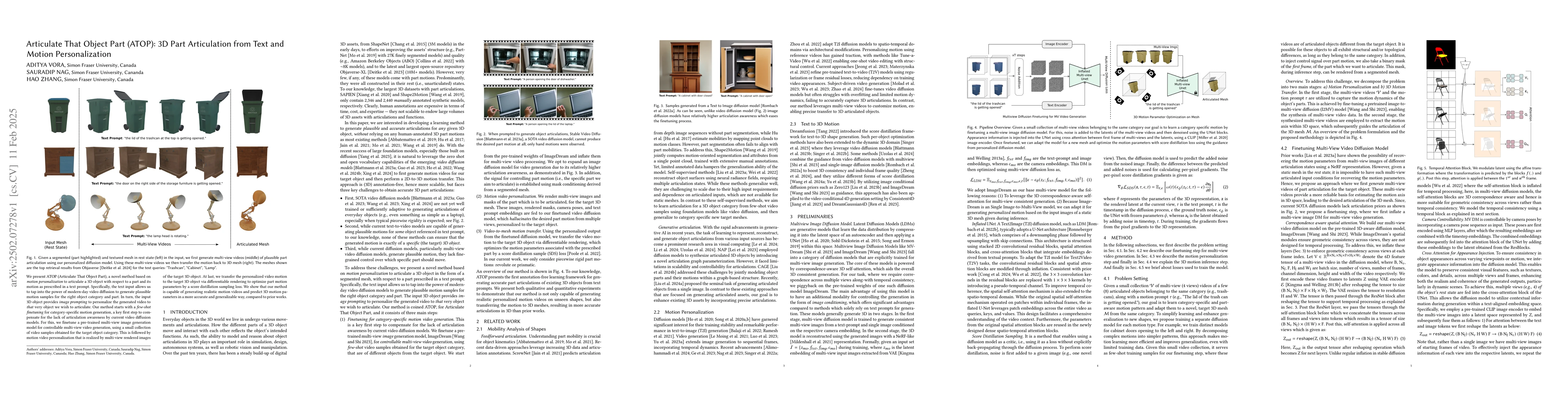 Thumbnail for Articulate That Object Part (ATOP): 3D Part Articulation from Text and
  Motion Personalization