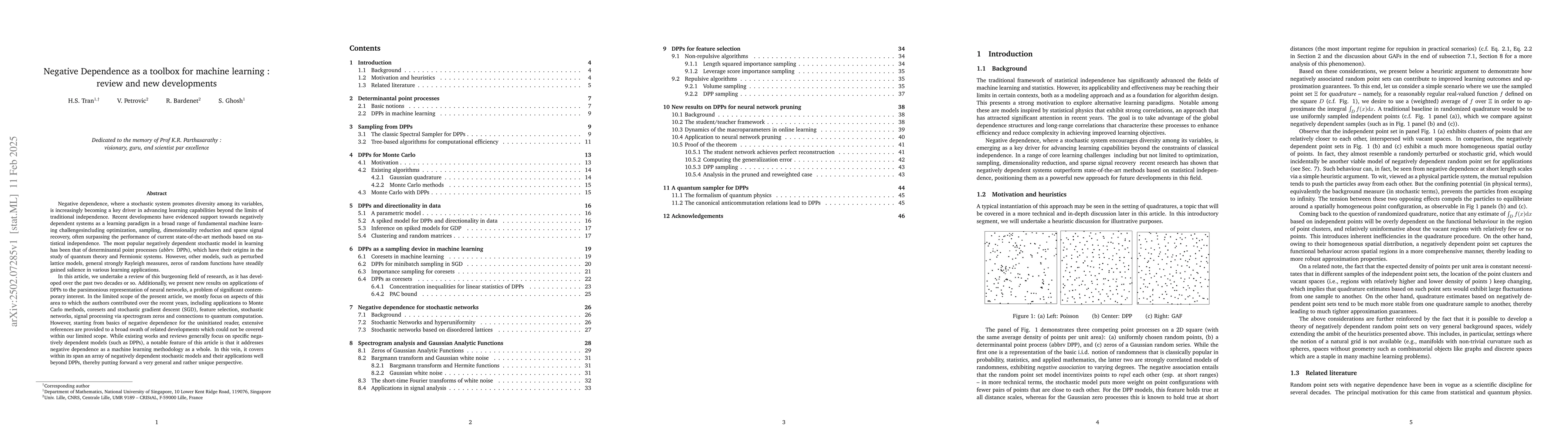 Thumbnail for Negative Dependence as a toolbox for machine learning : review and new
  developments
