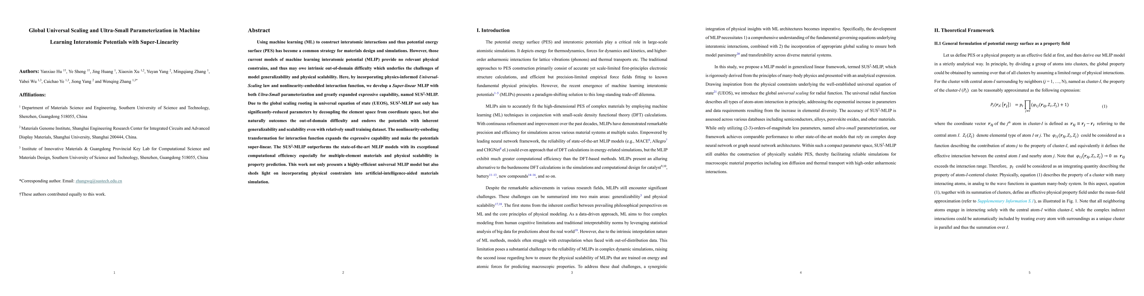 Thumbnail for Global Universal Scaling and Ultra-Small Parameterization in Machine
  Learning Interatomic Potentials with Super-Linearity