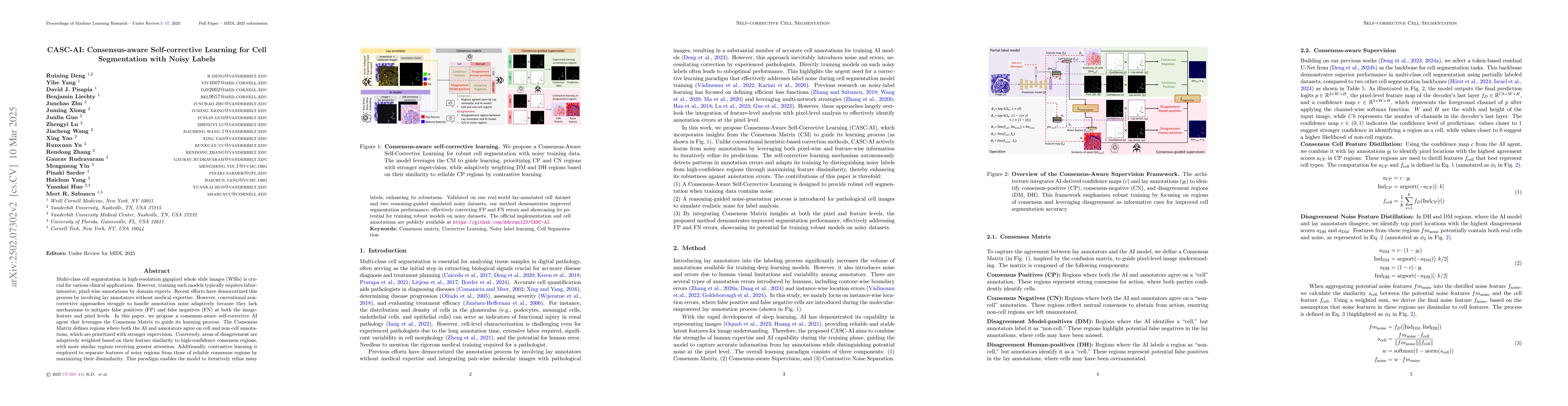 Thumbnail for CASC-AI: Consensus-aware Self-corrective AI Agents for Noise Cell
  Segmentation
