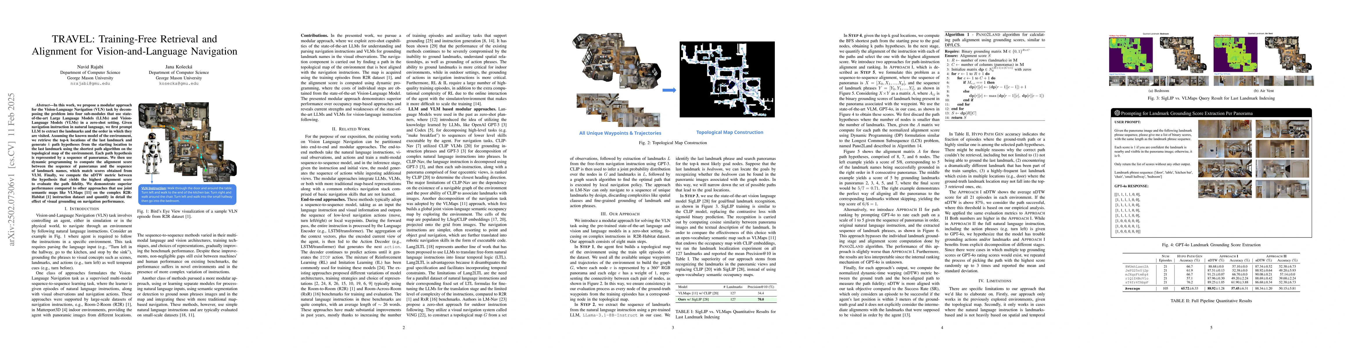 Thumbnail for TRAVEL: Training-Free Retrieval and Alignment for Vision-and-Language
  Navigation