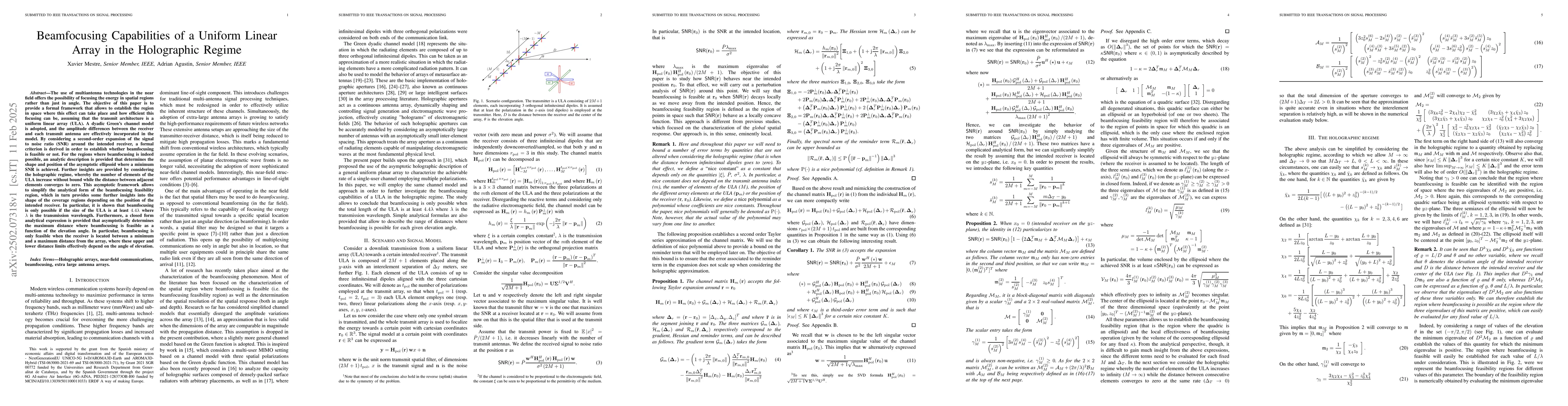 Thumbnail for Beamfocusing Capabilities of a Uniform Linear Array in the Holographic
  Regime