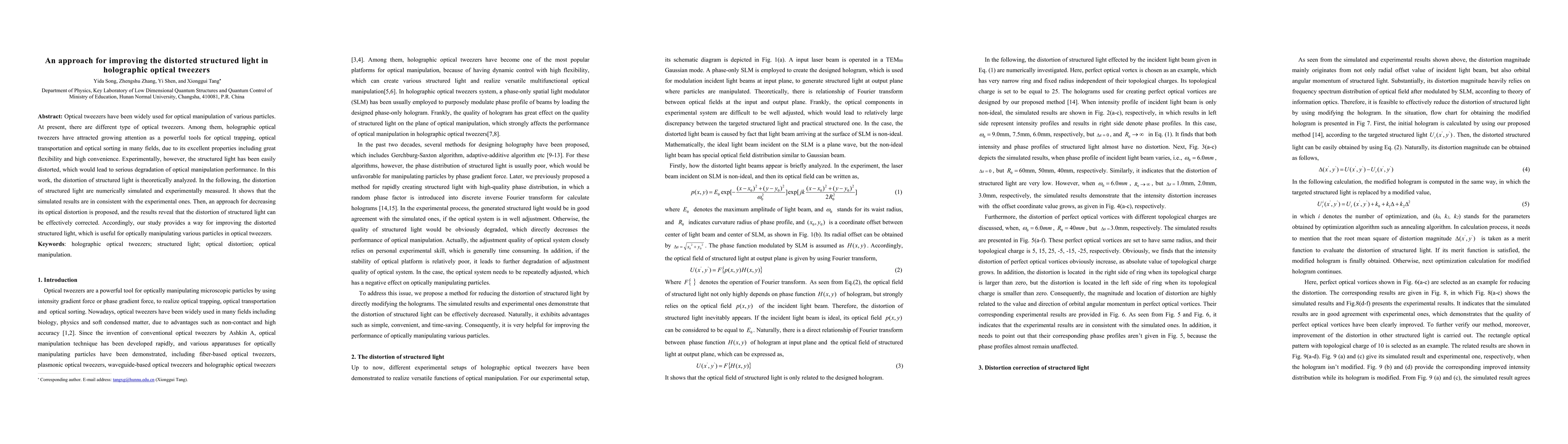 Thumbnail for An approach for improving the distorted structured light in holographic
  optical tweezers