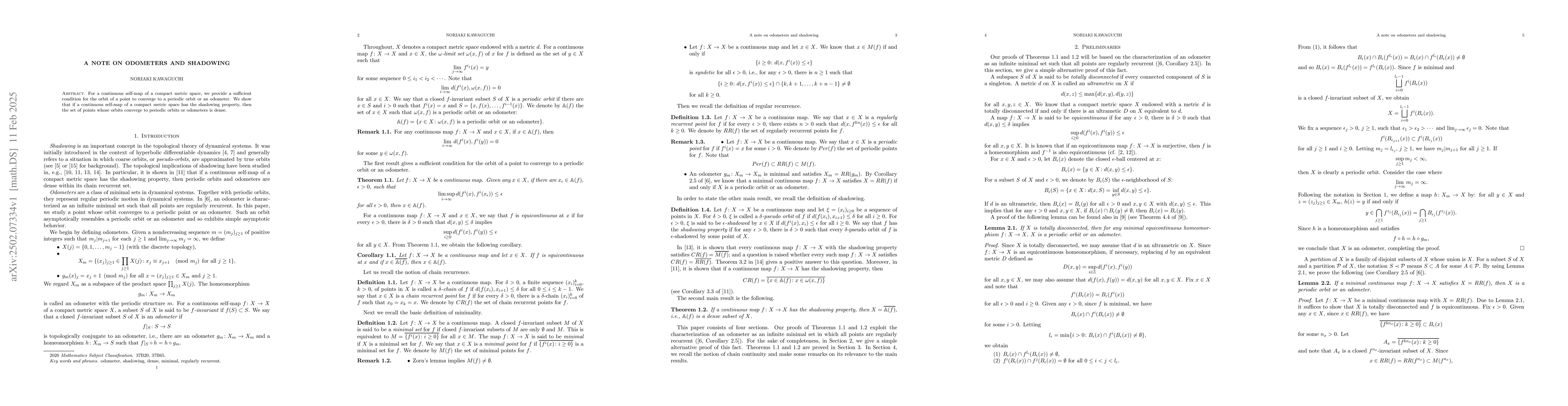 Thumbnail for A note on odometers and shadowing
