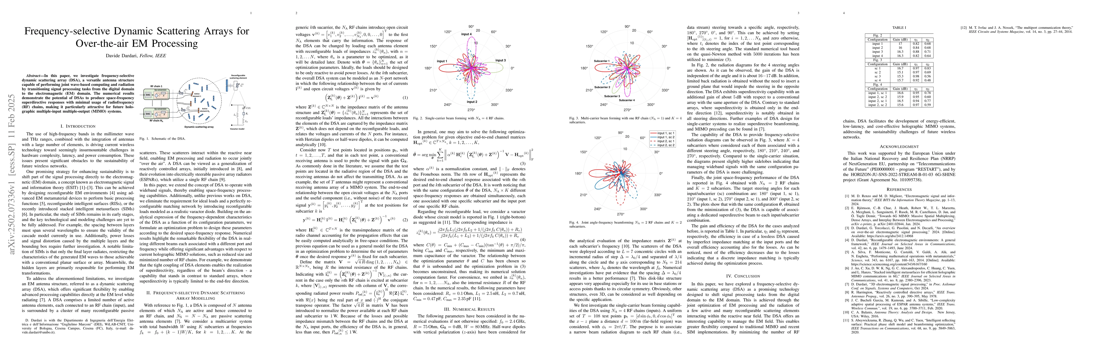 Thumbnail for Frequency-selective Dynamic Scattering Arrays for Over-the-air EM
  Processing