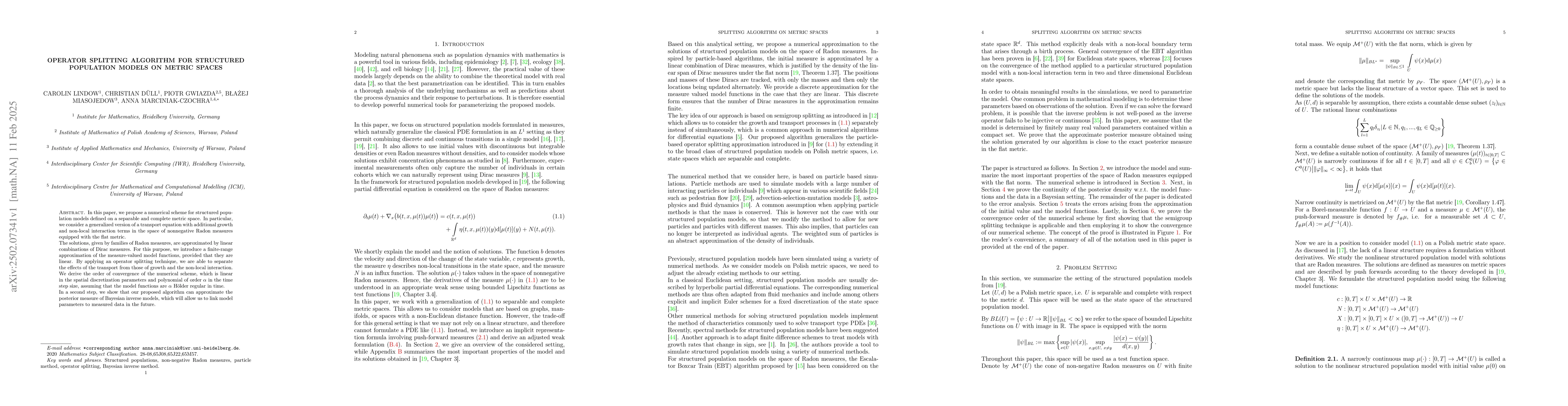 Thumbnail for Operator splitting algorithm for structured population models on metric
  spaces