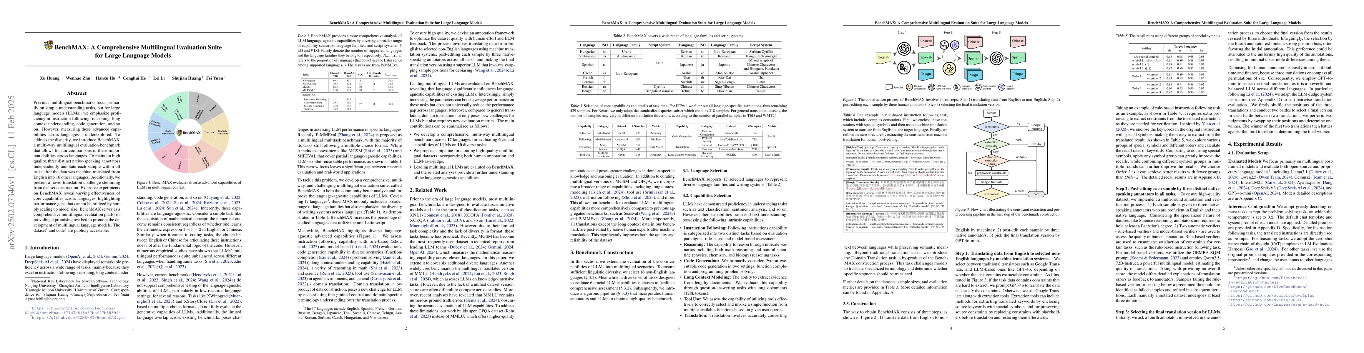 Thumbnail for BenchMAX: A Comprehensive Multilingual Evaluation Suite for Large
  Language Models