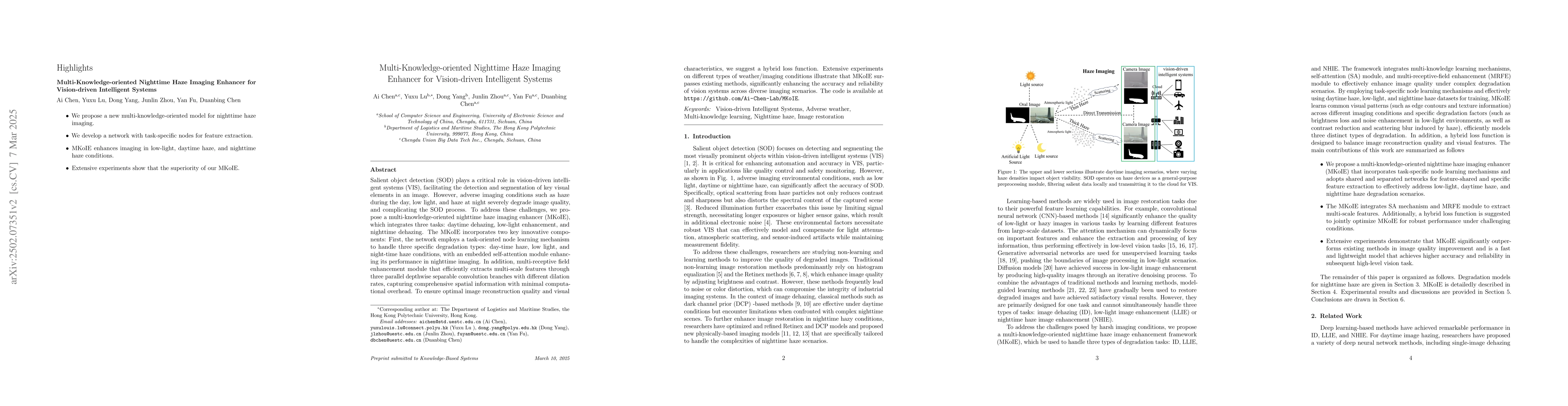Thumbnail for Multi-Task-oriented Nighttime Haze Imaging Enhancer for Vision-driven
  Measurement Systems