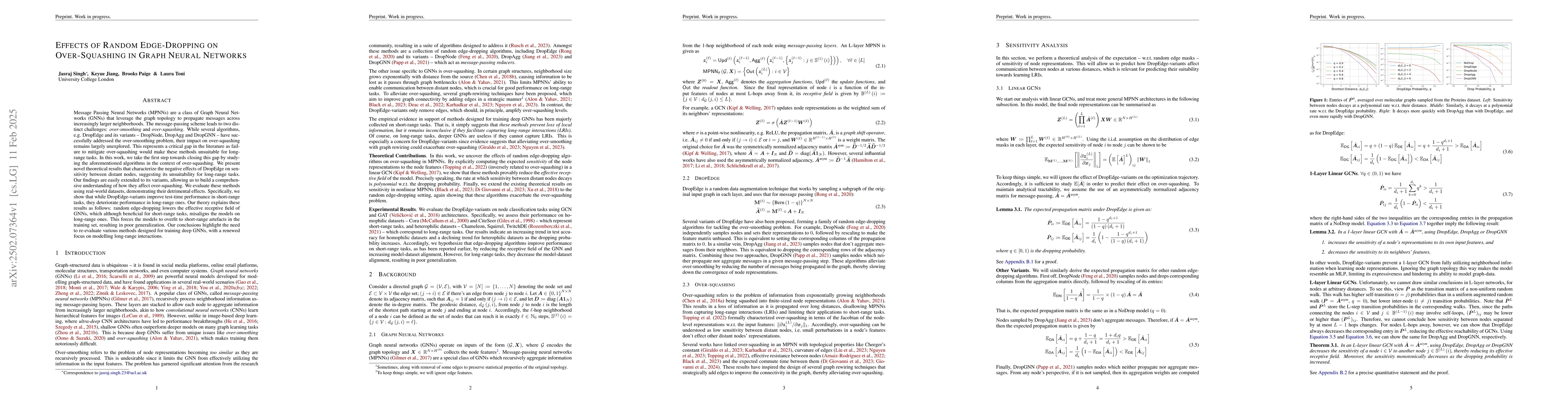 Thumbnail for Effects of Random Edge-Dropping on Over-Squashing in Graph Neural
  Networks