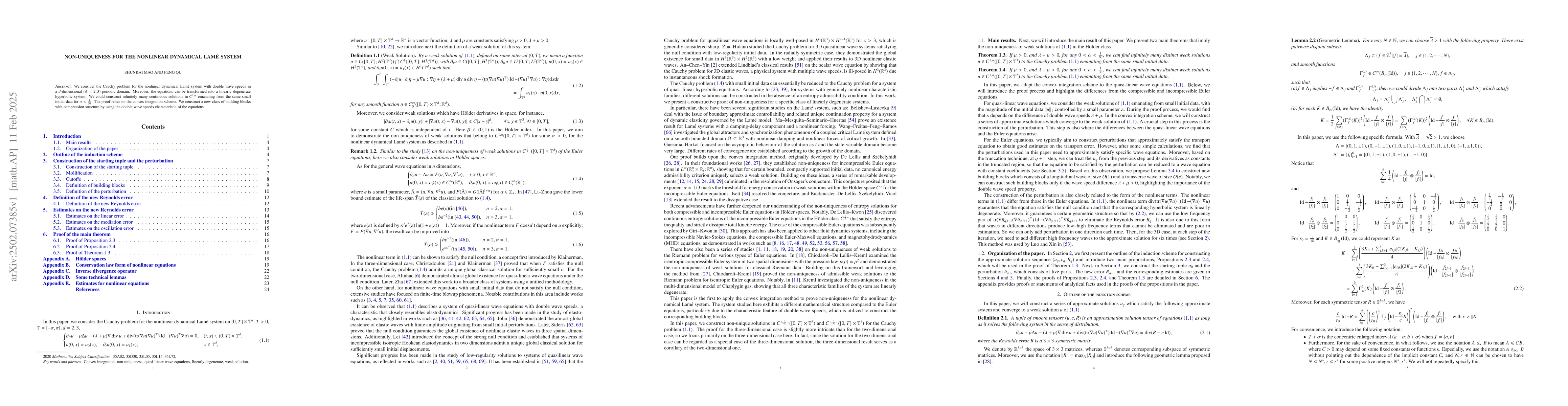 Thumbnail for Non-uniqueness for the nonlinear dynamical Lamé system