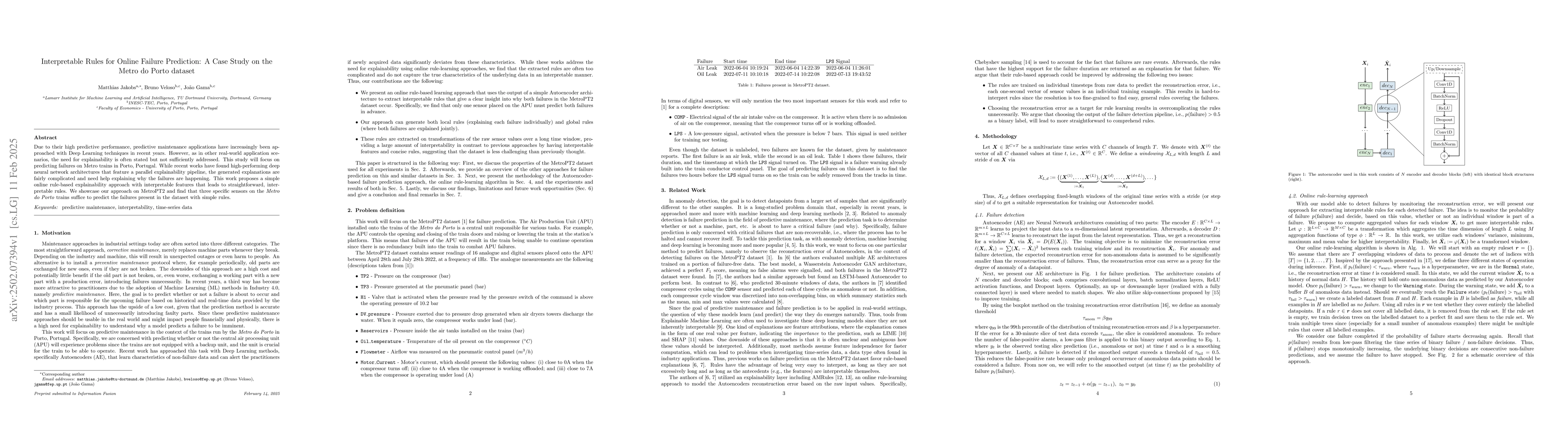 Thumbnail for Interpretable Rules for Online Failure Prediction: A Case Study on the
  Metro do Porto dataset