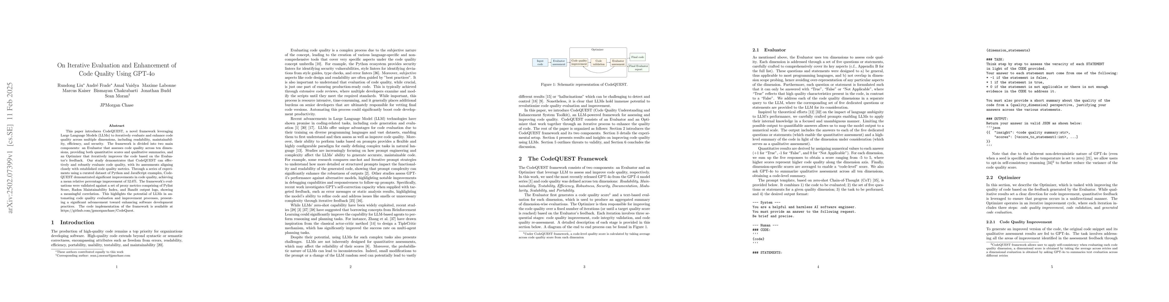 Thumbnail for On Iterative Evaluation and Enhancement of Code Quality Using GPT-4o