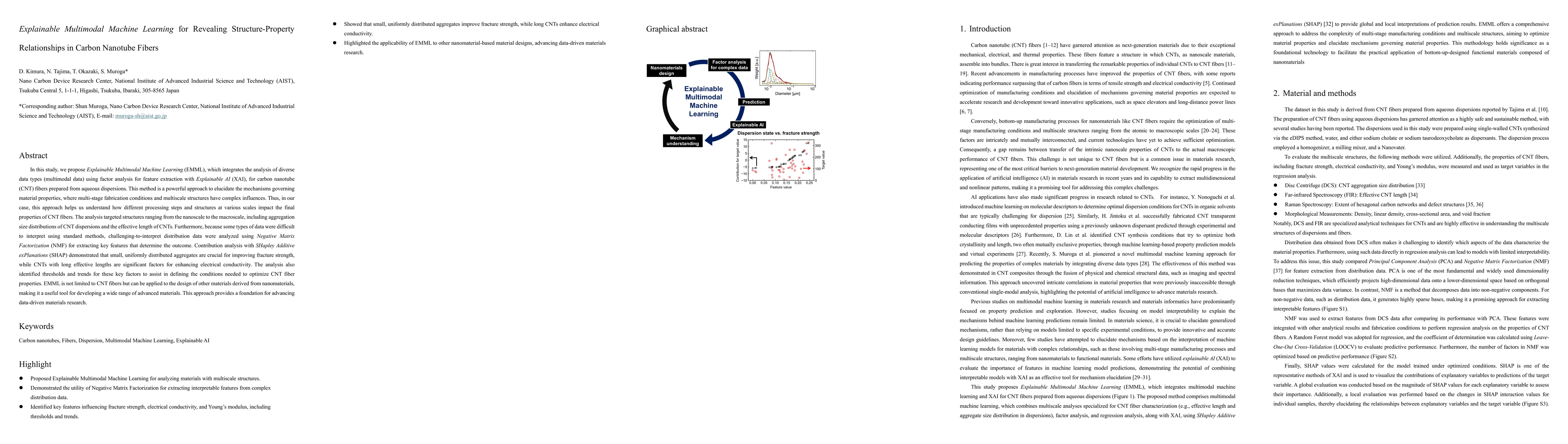 Thumbnail for Explainable Multimodal Machine Learning for Revealing Structure-Property
  Relationships in Carbon Nanotube Fibers