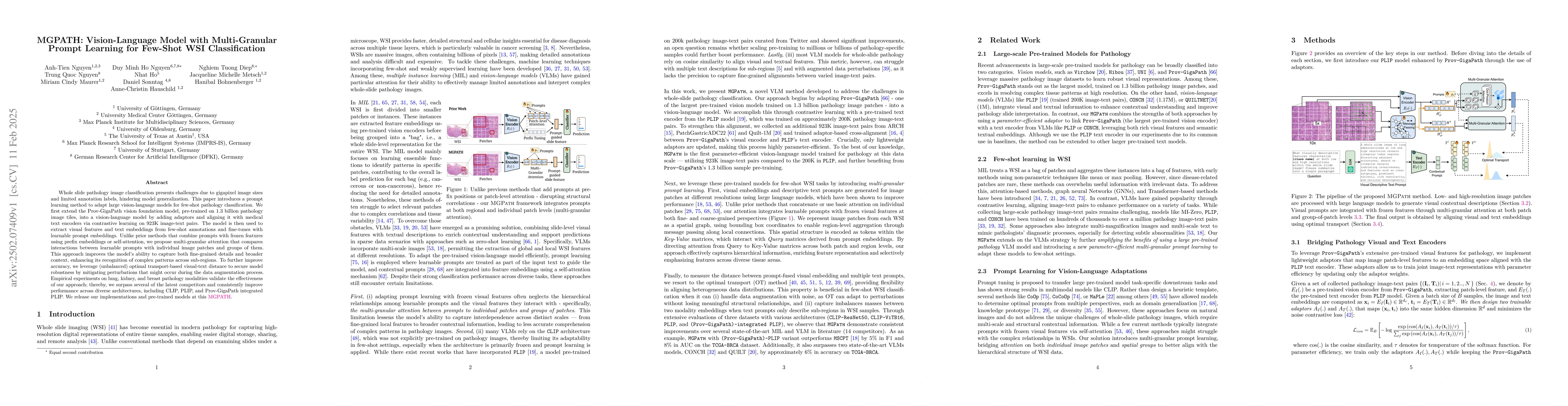 Thumbnail for MGPATH: Vision-Language Model with Multi-Granular Prompt Learning for
  Few-Shot WSI Classification
