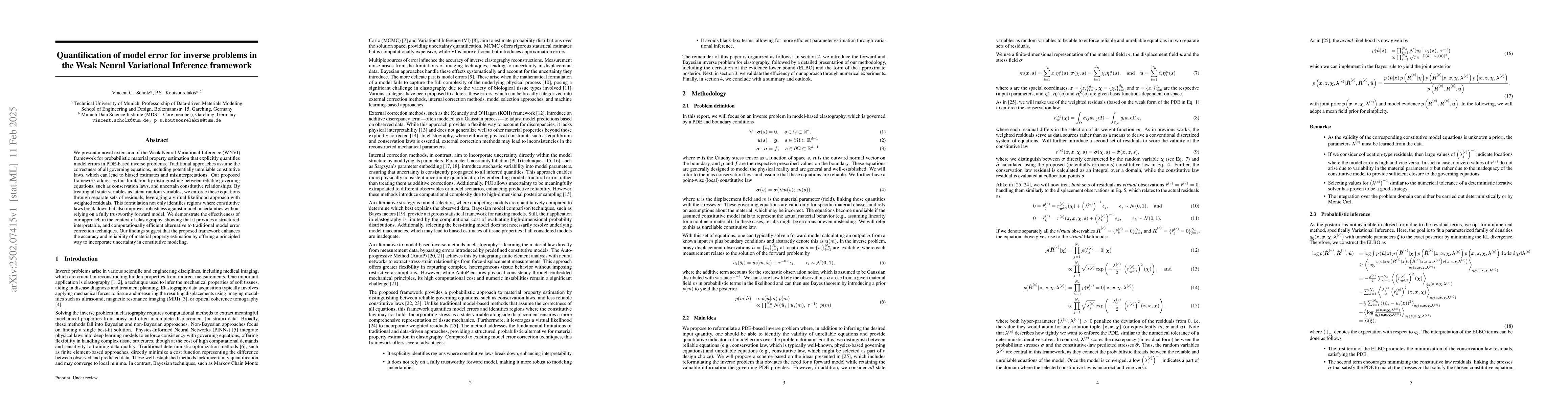Thumbnail for Quantification of model error for inverse problems in the Weak Neural
  Variational Inference framework