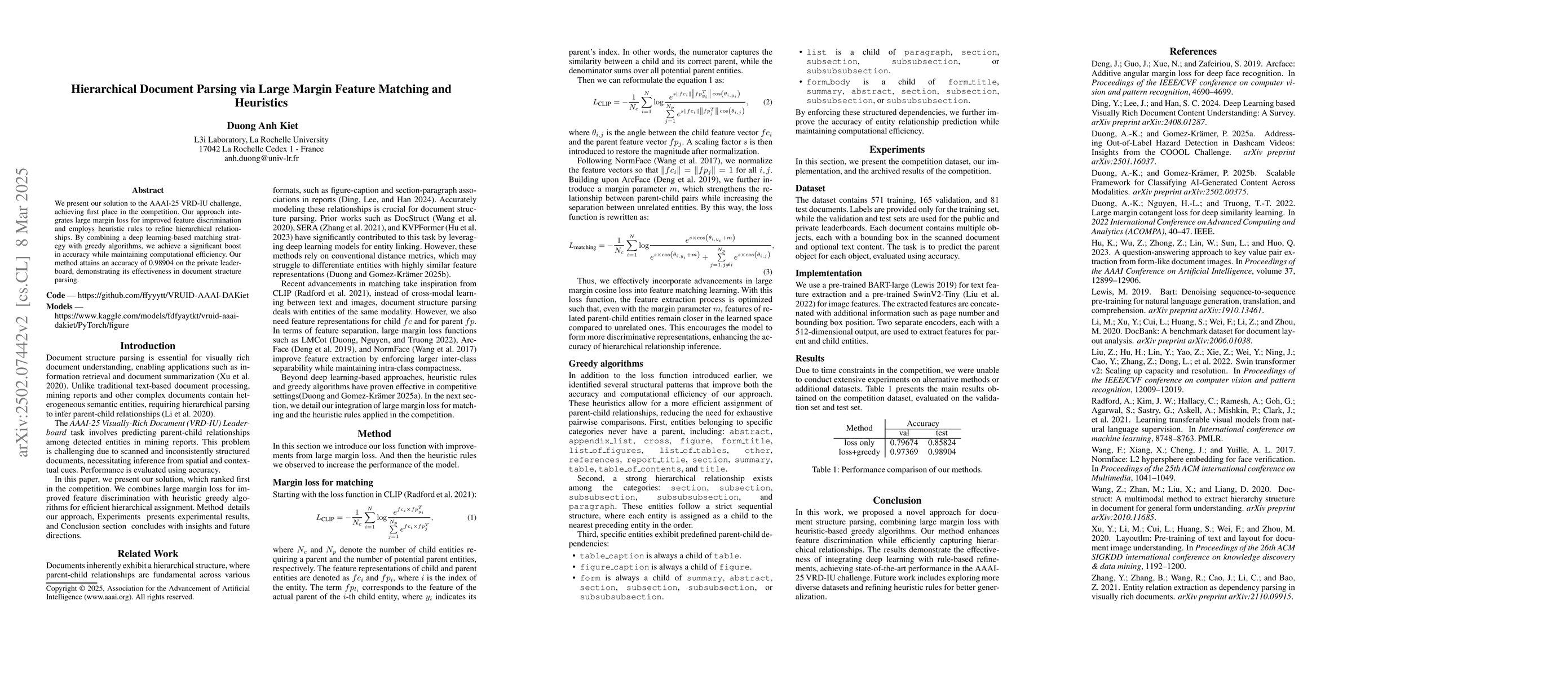 Thumbnail for Hierarchical Document Parsing via Large Margin Feature Matching and
  Heuristics