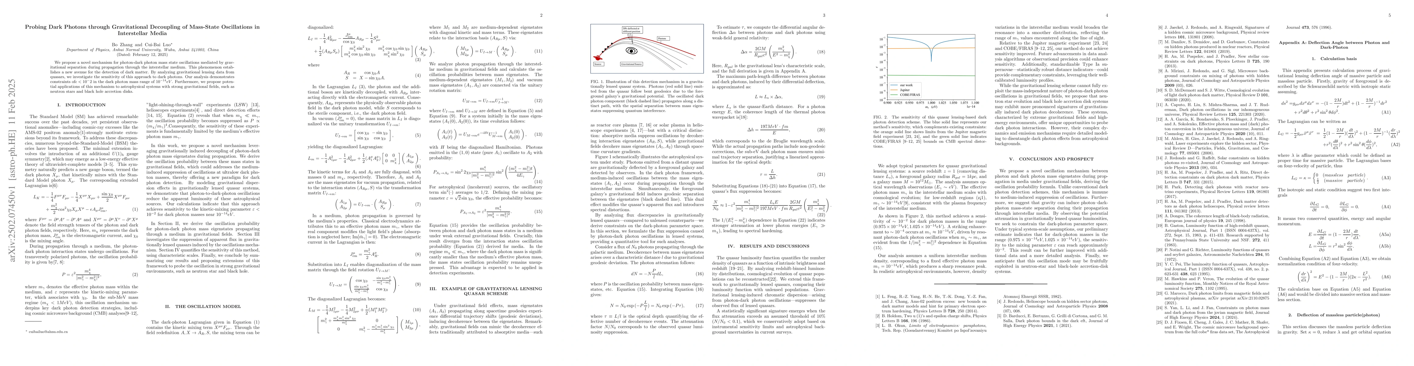 Thumbnail for Probing Dark Photons through Gravitational Decoupling of Mass-State
  Oscillations in Interstellar Media