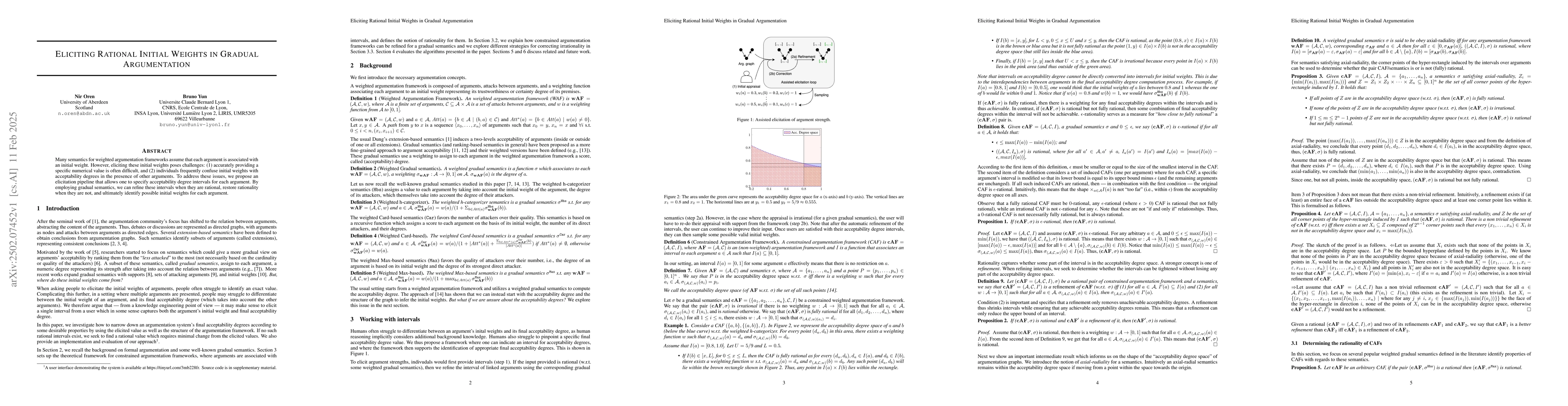 Thumbnail for Eliciting Rational Initial Weights in Gradual Argumentation