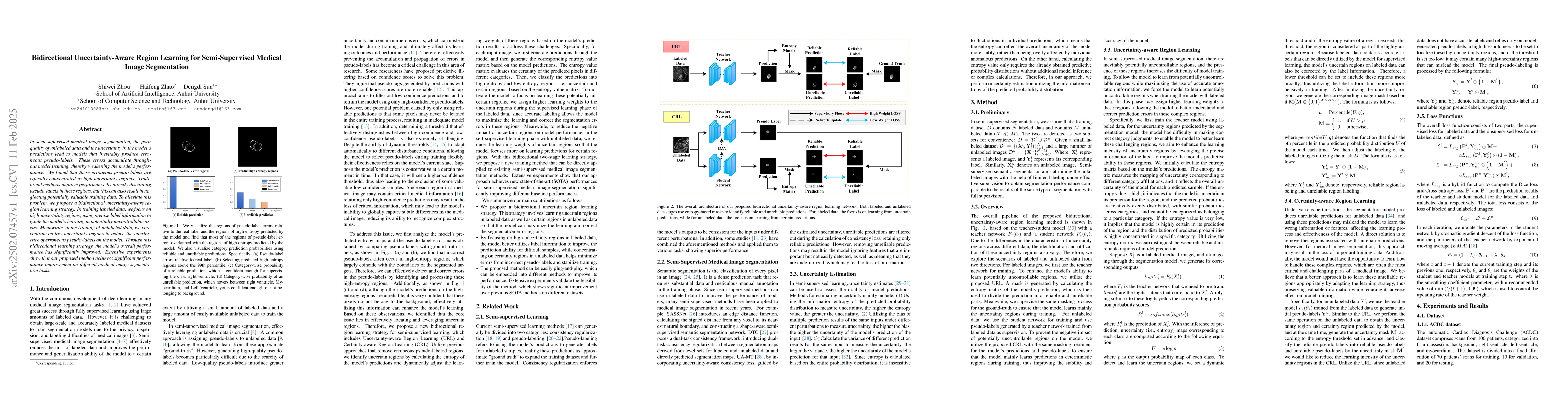 Thumbnail for Bidirectional Uncertainty-Aware Region Learning for Semi-Supervised
  Medical Image Segmentation