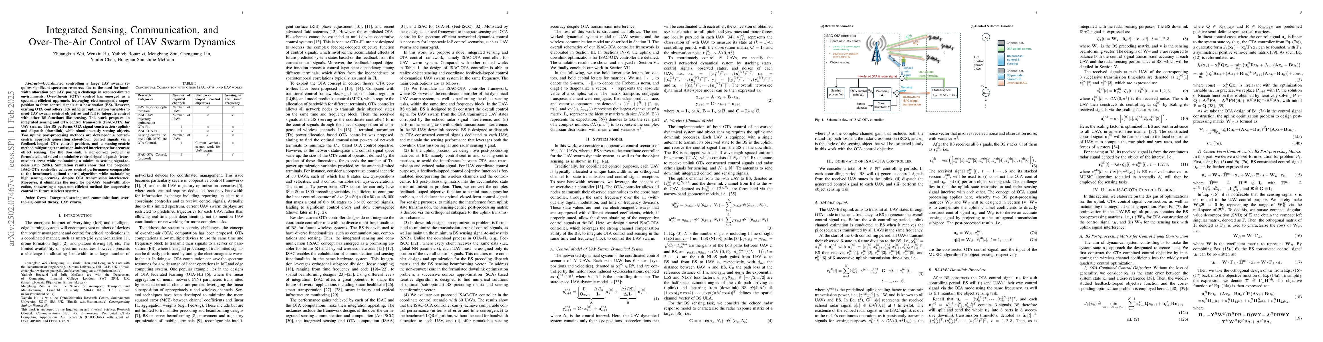 Thumbnail for Integrated Sensing, Communication, and Over-The-Air Control of UAV Swarm
  Dynamics