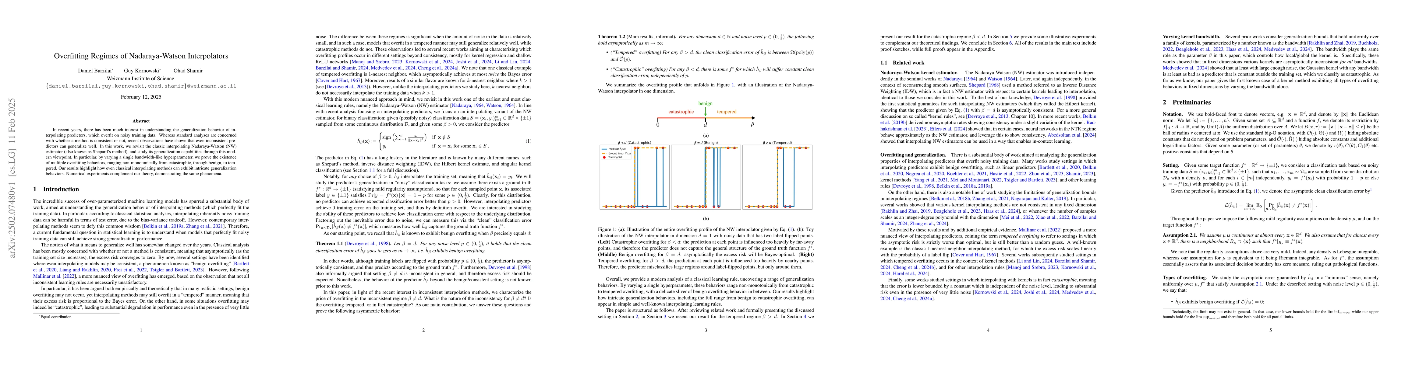Thumbnail for Overfitting Regimes of Nadaraya-Watson Interpolators