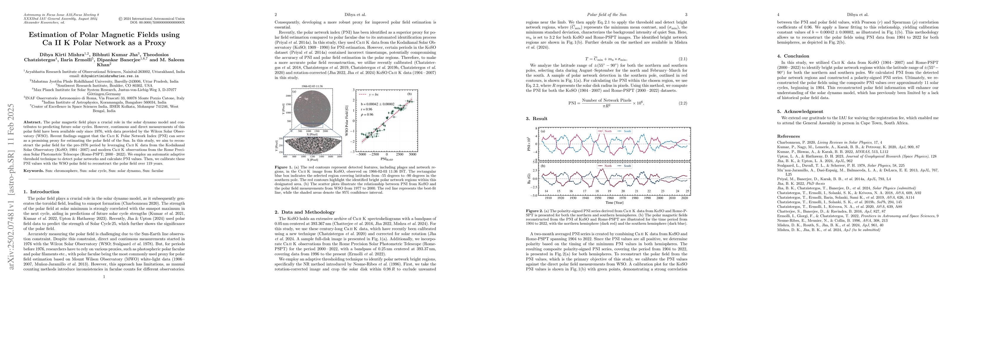 Thumbnail for Estimation of Polar Magnetic Fields using Ca II K Polar Network as a
  Proxy