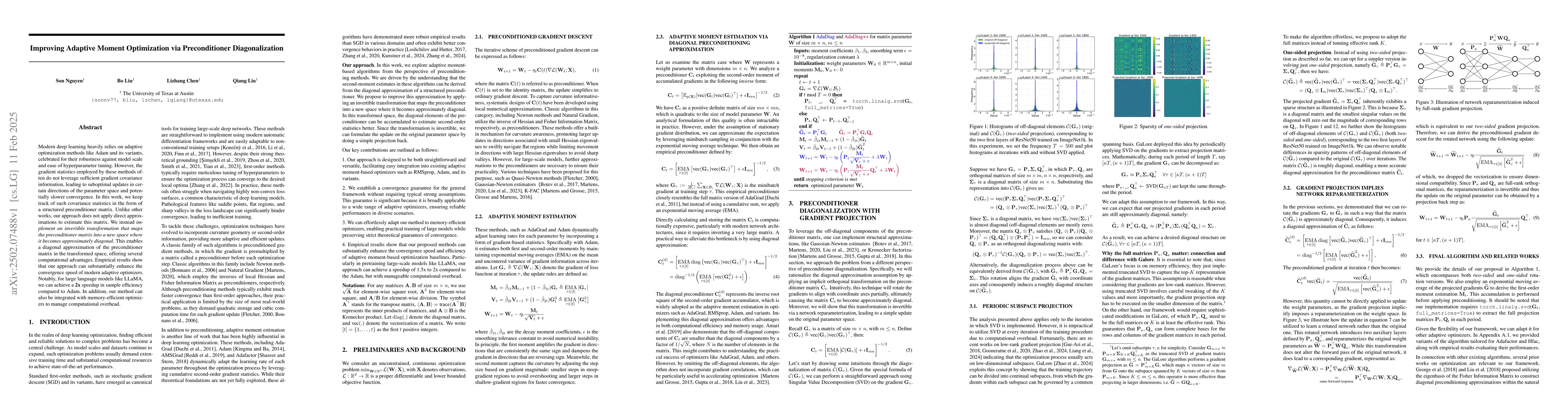 Thumbnail for Improving Adaptive Moment Optimization via Preconditioner
  Diagonalization