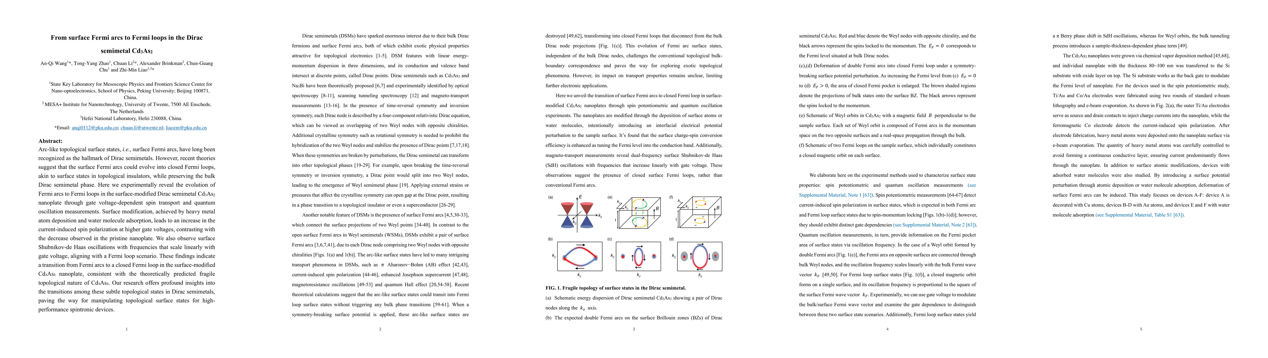 Thumbnail for From surface Fermi arcs to Fermi loops in the Dirac semimetal Cd3As2
