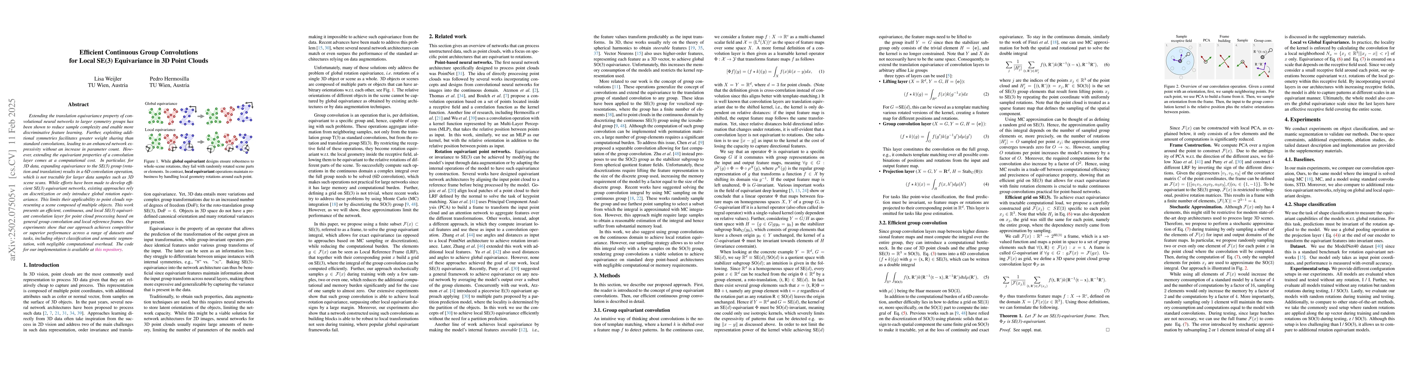 Thumbnail for Efficient Continuous Group Convolutions for Local SE(3) Equivariance in
  3D Point Clouds
