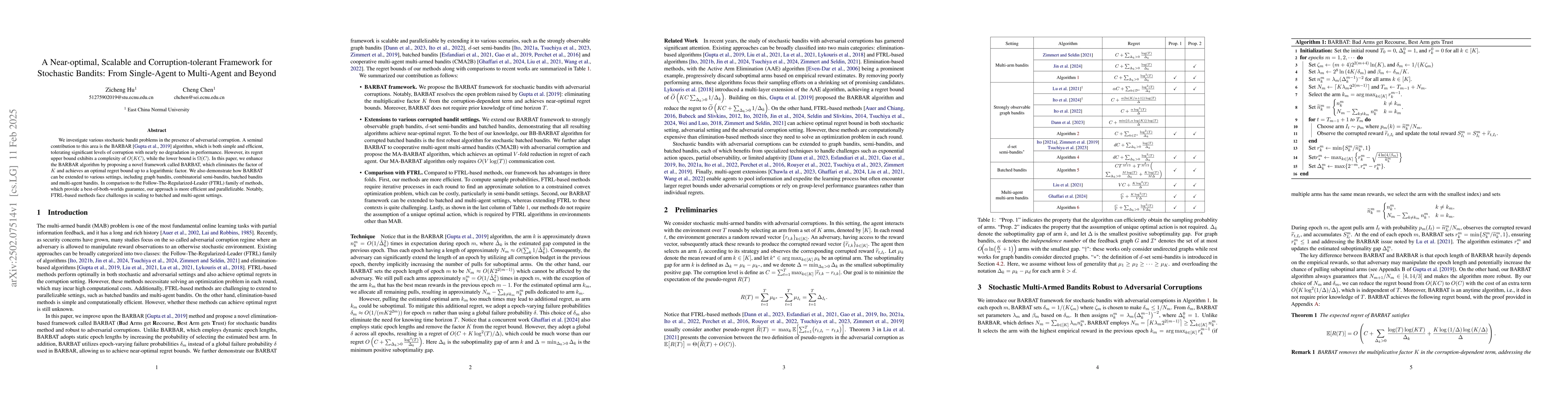 Thumbnail for A Near-optimal, Scalable and Corruption-tolerant Framework for
  Stochastic Bandits: From Single-Agent to Multi-Agent and Beyond