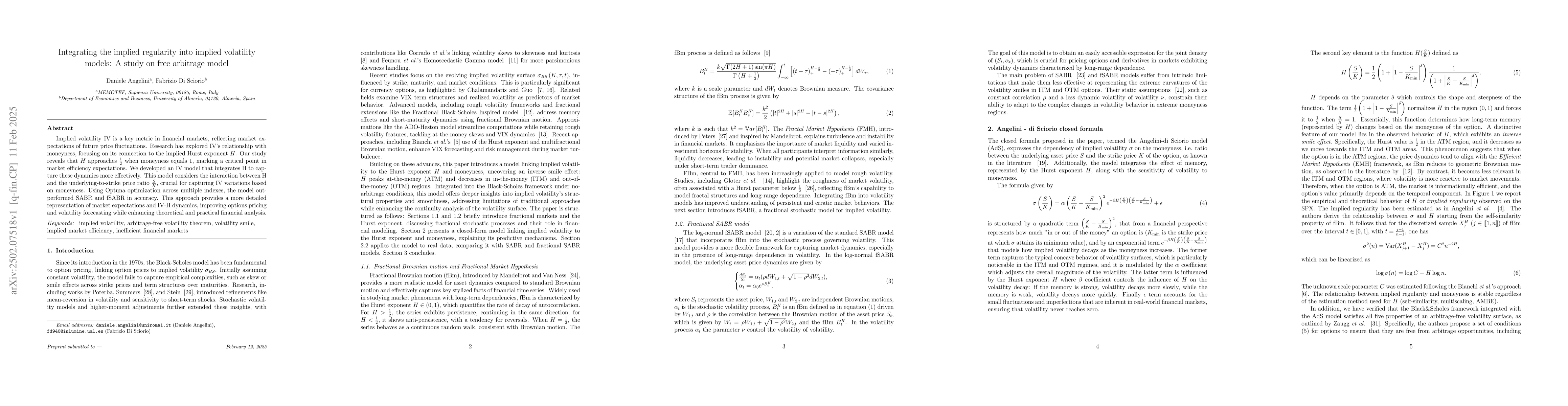 Thumbnail for Integrating the implied regularity into implied volatility models: A
  study on free arbitrage model