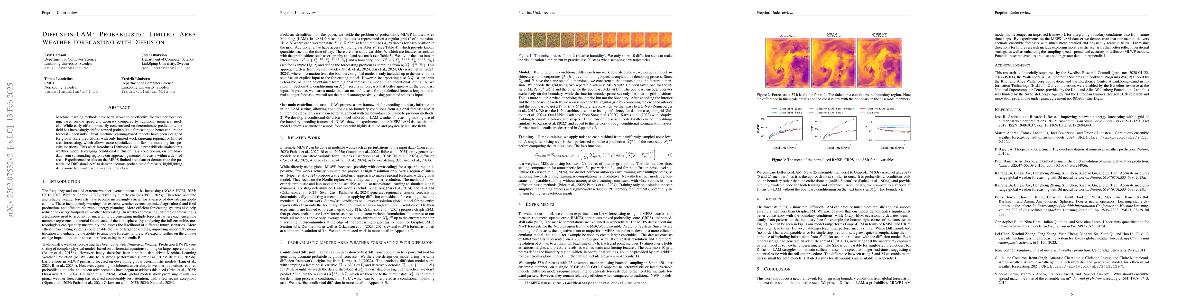 Thumbnail for Diffusion-LAM: Probabilistic Limited Area Weather Forecasting with
  Diffusion
