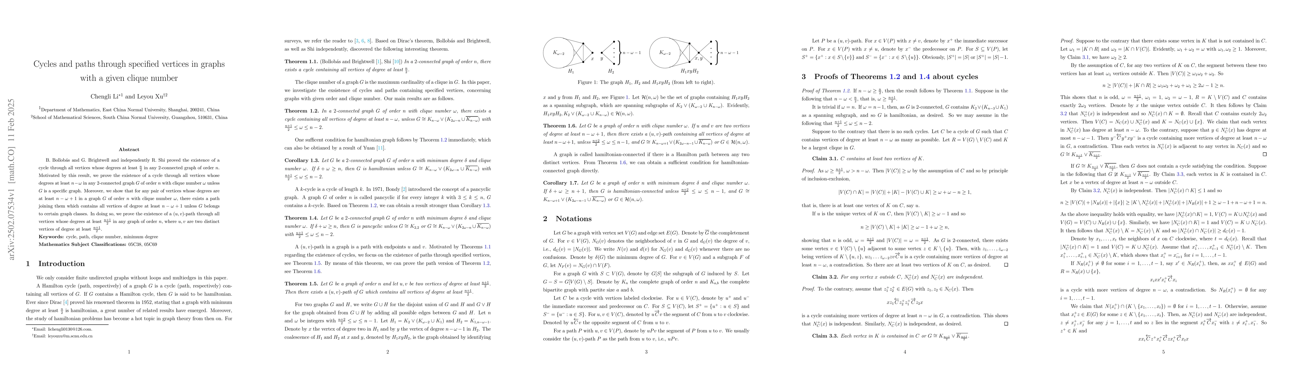 Thumbnail for Cycles and paths through specified vertices in graphs with a given
  clique number