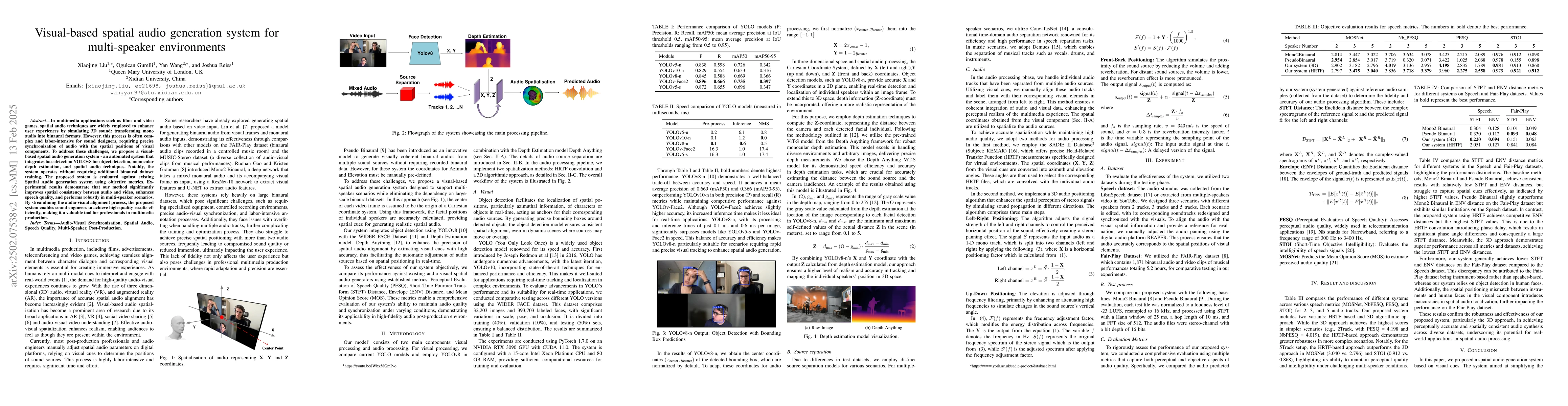 Thumbnail for Visual-based spatial audio generation system for multi-speaker
  environments