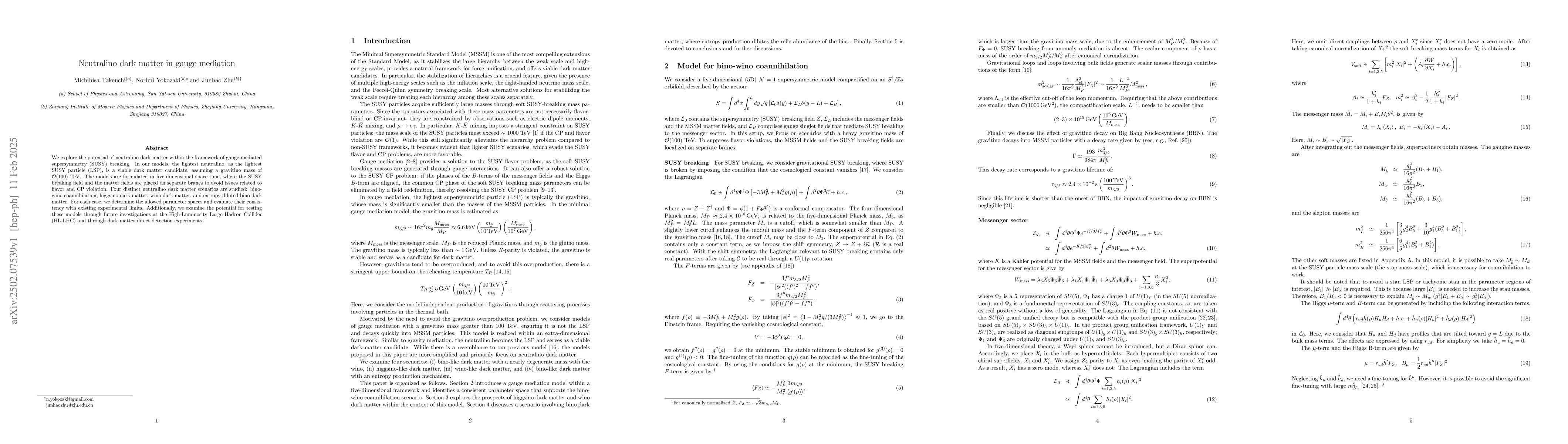 Thumbnail for Neutralino dark matter in gauge mediation