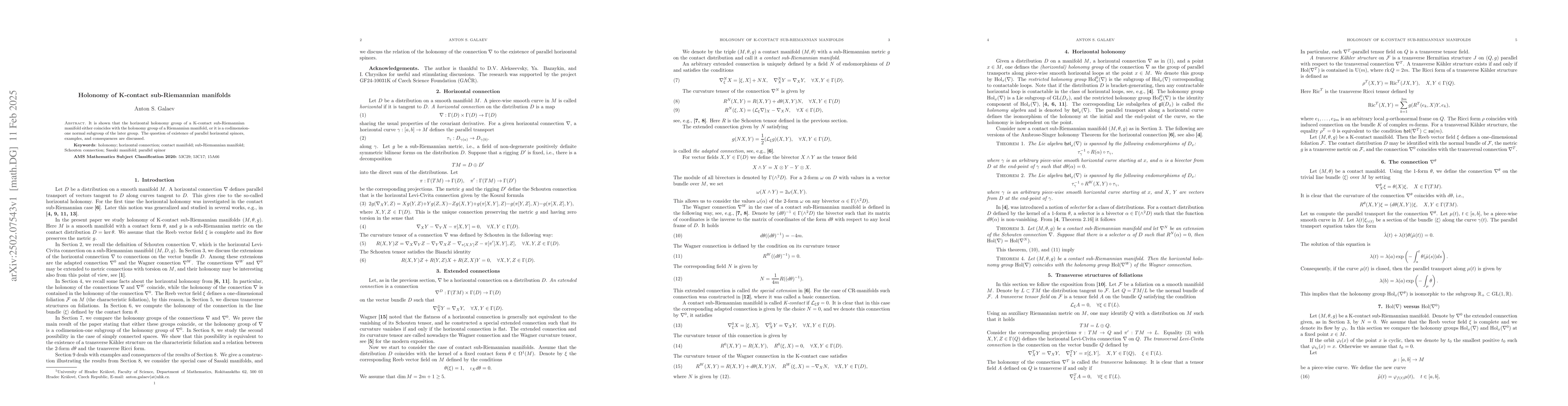 Thumbnail for Holonomy of K-contact sub-Riemannian manifolds