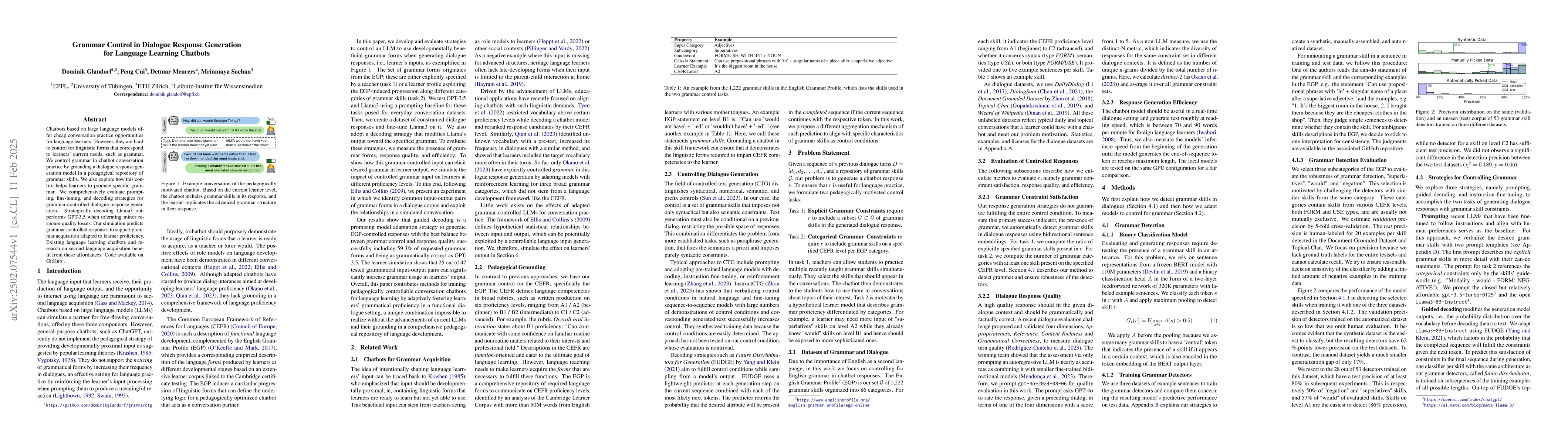 Thumbnail for Grammar Control in Dialogue Response Generation for Language Learning
  Chatbots