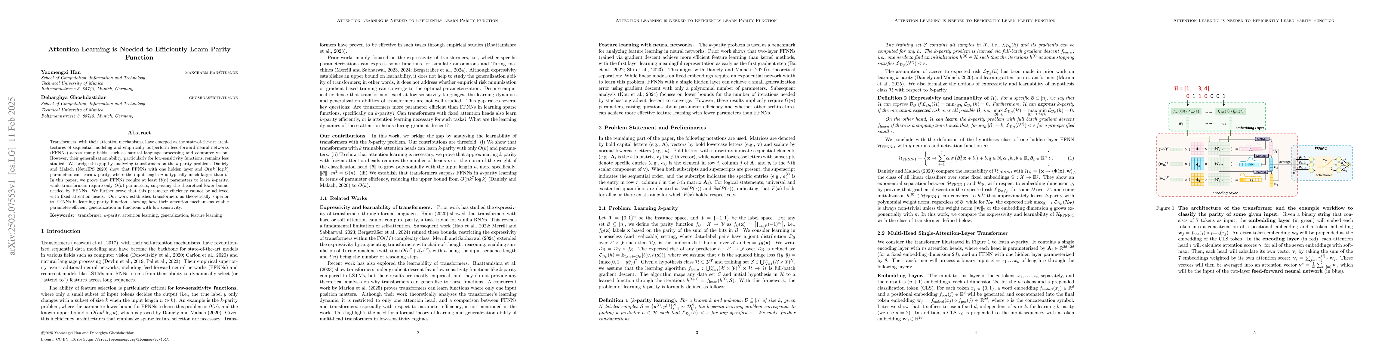 Thumbnail for Attention Learning is Needed to Efficiently Learn Parity Function