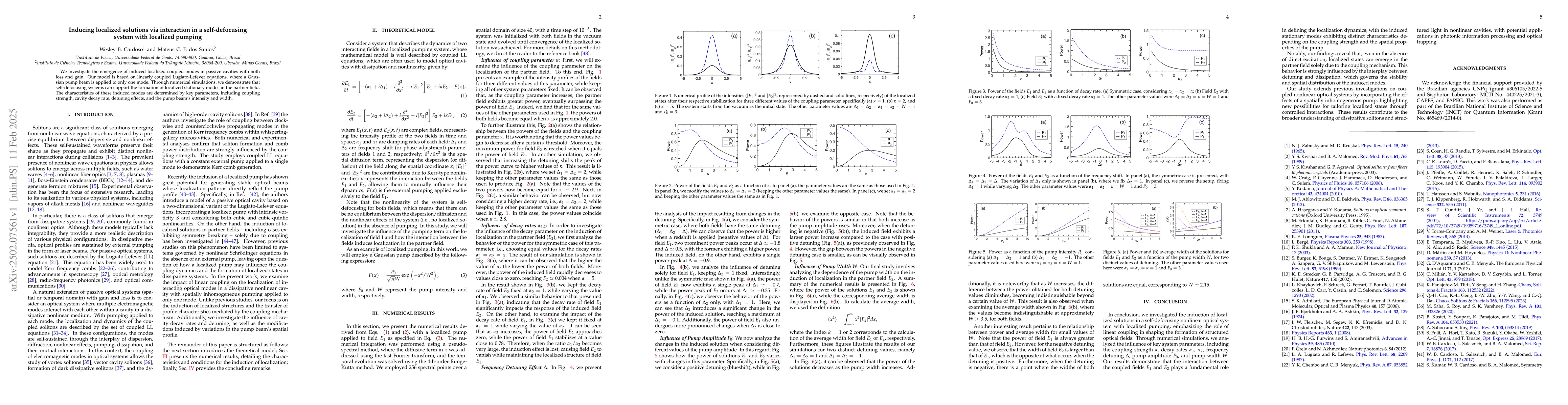 Thumbnail for Inducing localized solutions via interaction in a self-defocusing system
  with localized pumping