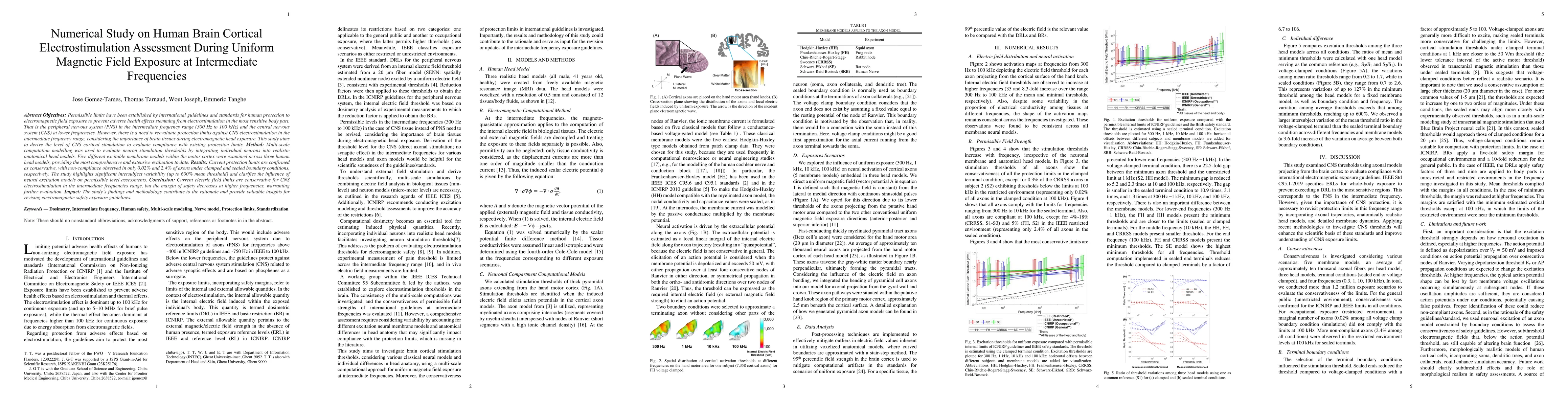 Thumbnail for Numerical Study on Human Brain Cortical Electrostimulation Assessment
  During Uniform Magnetic Field Exposure at Intermediate Frequencies