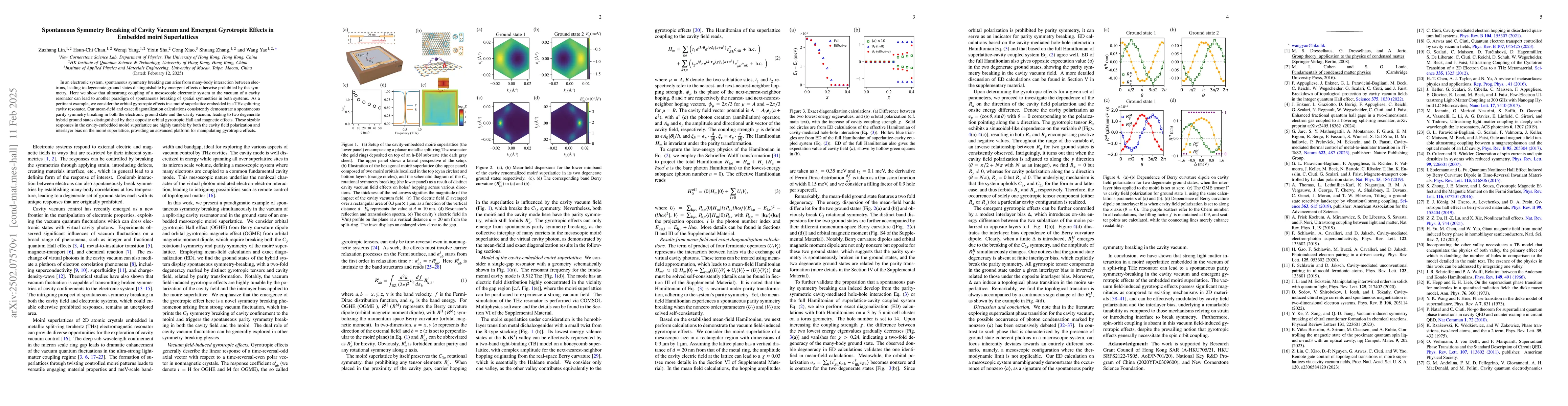 Thumbnail for Spontaneous Symmetry Breaking of Cavity Vacuum and Emergent Gyrotropic
  Effects in Embedded moiré Superlattices