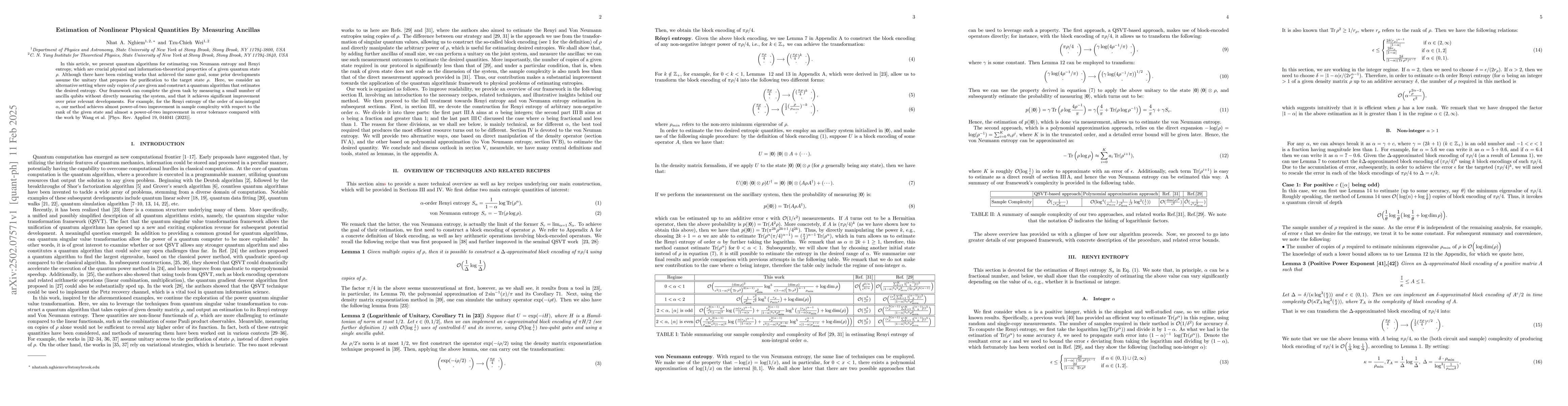 Thumbnail for Estimation of Nonlinear Physical Quantities By Measuring Ancillas