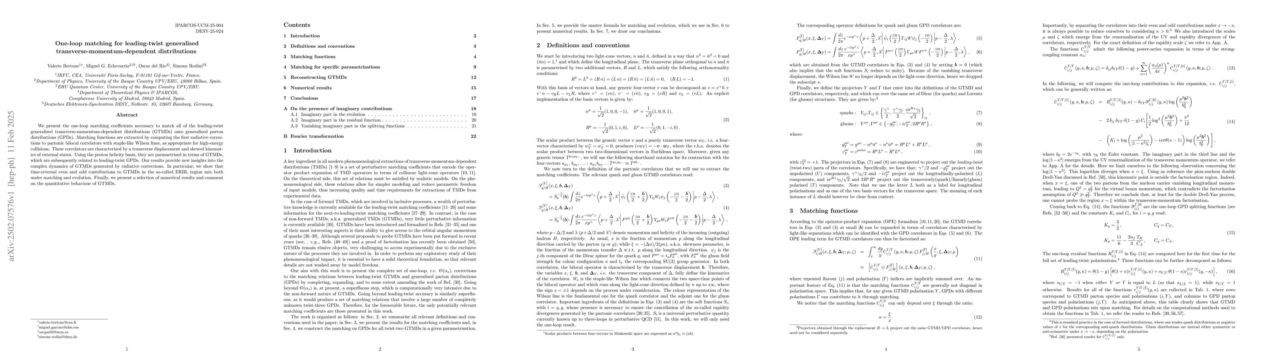 Thumbnail for One-loop matching for leading-twist generalised
  transverse-momentum-dependent distributions