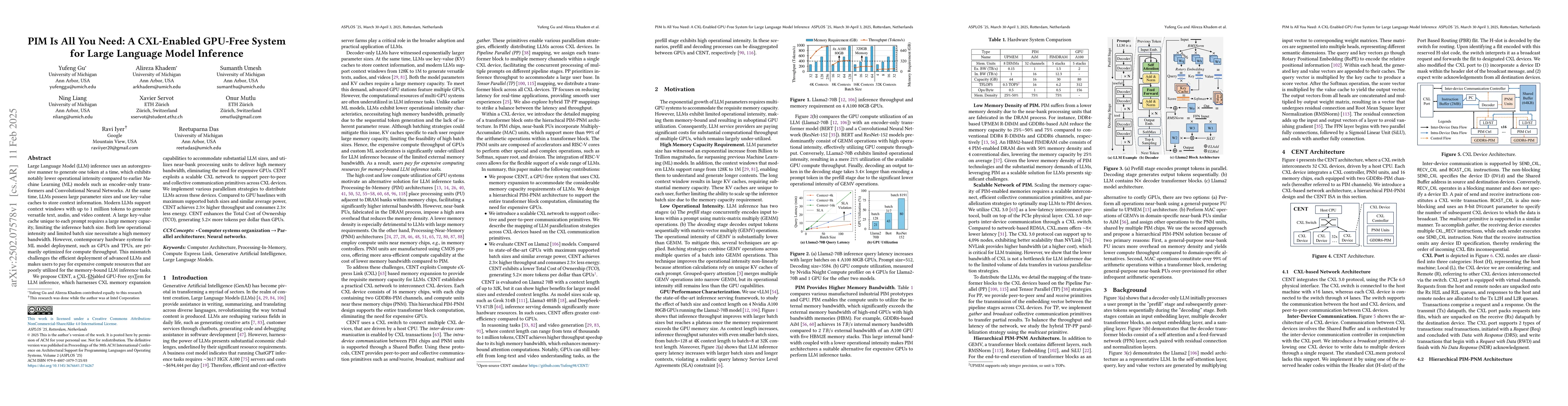 Thumbnail for PIM Is All You Need: A CXL-Enabled GPU-Free System for Large Language
  Model Inference