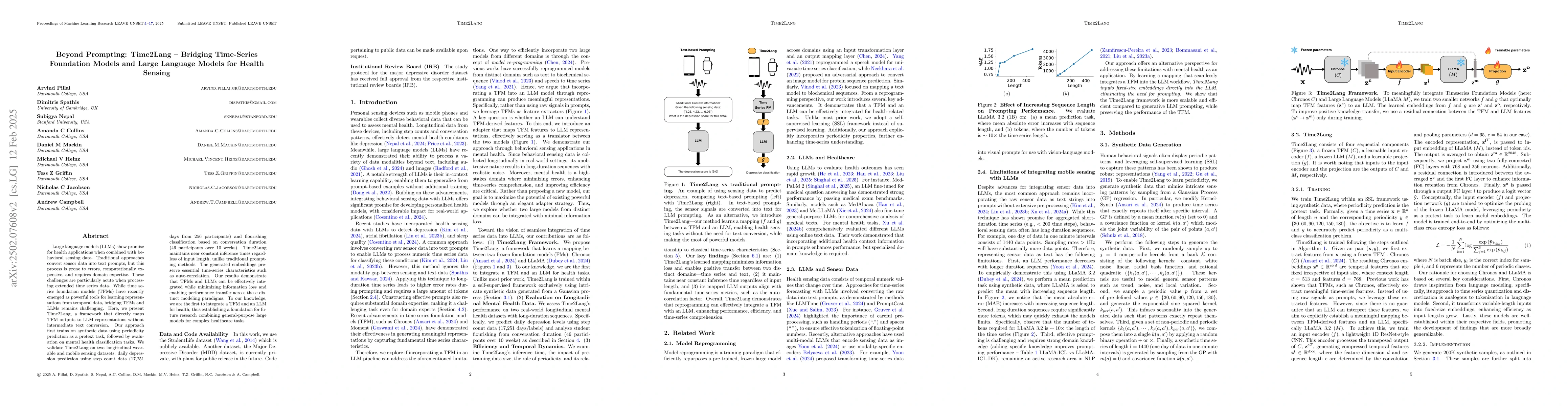 Thumbnail for Beyond Prompting: Time2Lang -- Bridging Time-Series Foundation Models
  and Large Language Models for Health Sensing